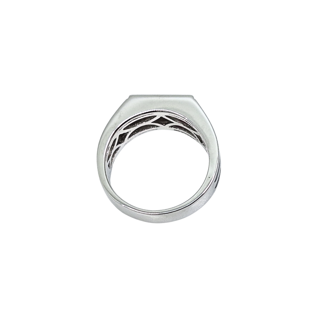 Silver Red CZ Enamel Signet Ring