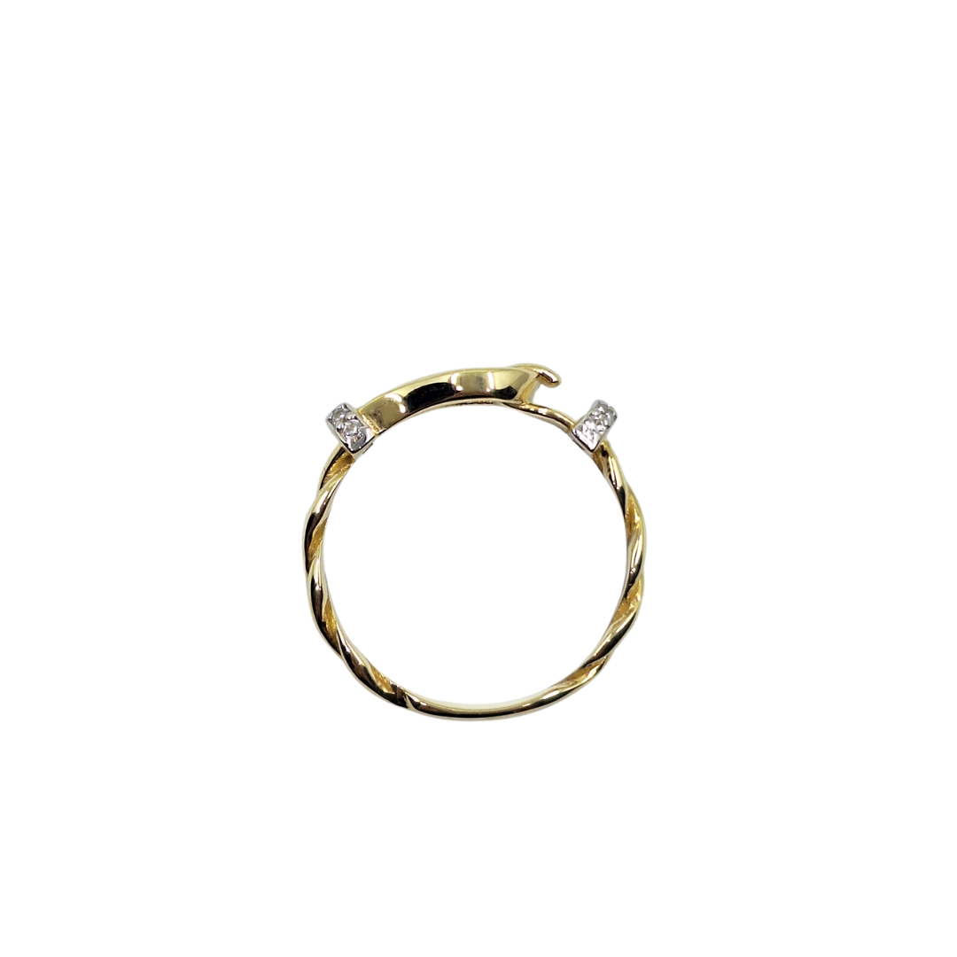 9ct Yellow Gold Cubic Zirconia Hook Ring