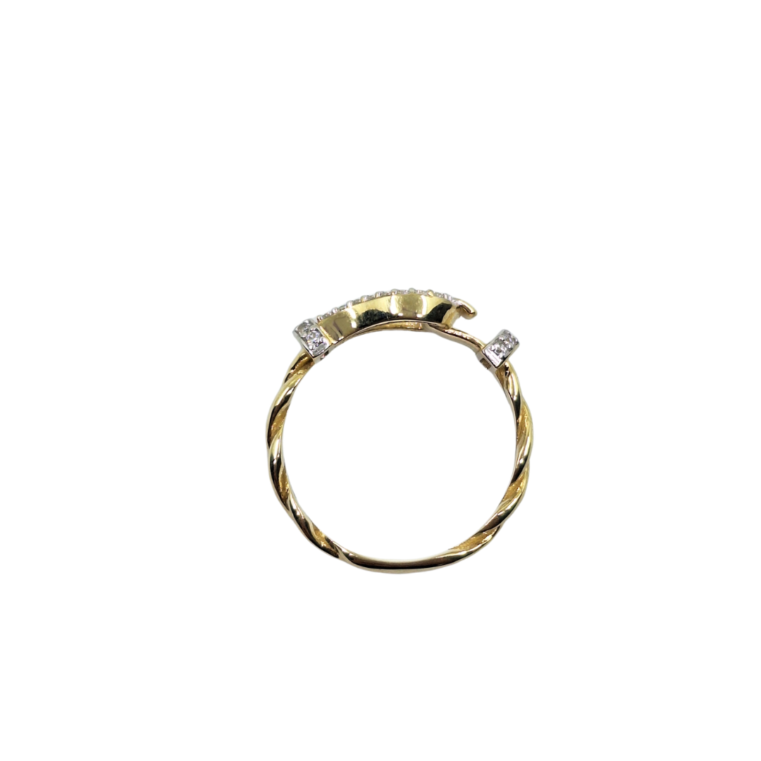 9ct Yellow Gold Cubic Zirconia Hook Ring