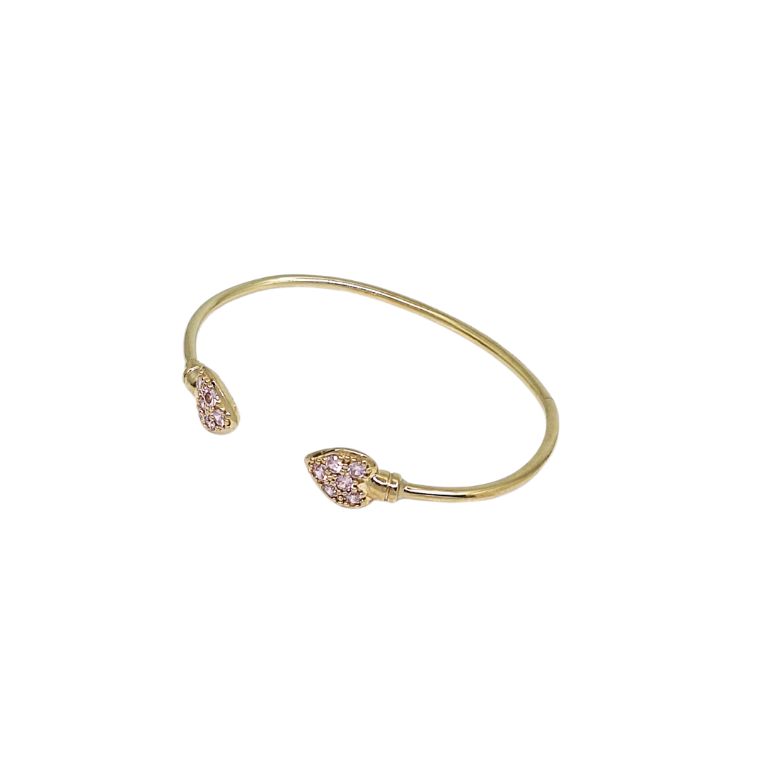 9ct Yellow Gold Pink CZ Baby Torque Bangle