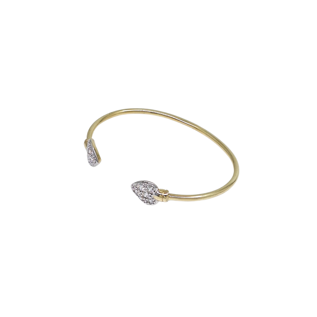 9ct Yellow Gold Heart CZ Torque Baby Bangle