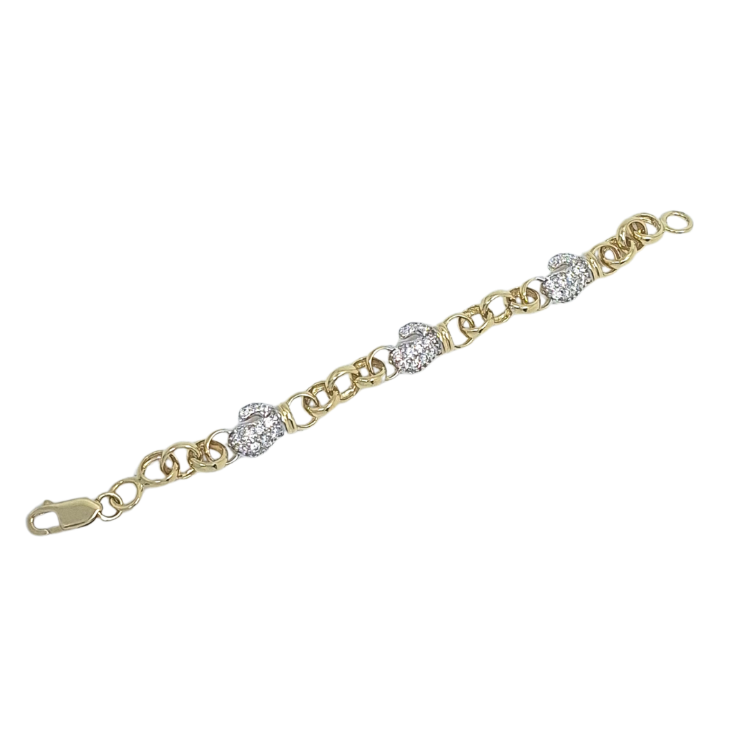9ct Yellow Gold Baby Belcher CZ Boxing Glove Bracelet 6"