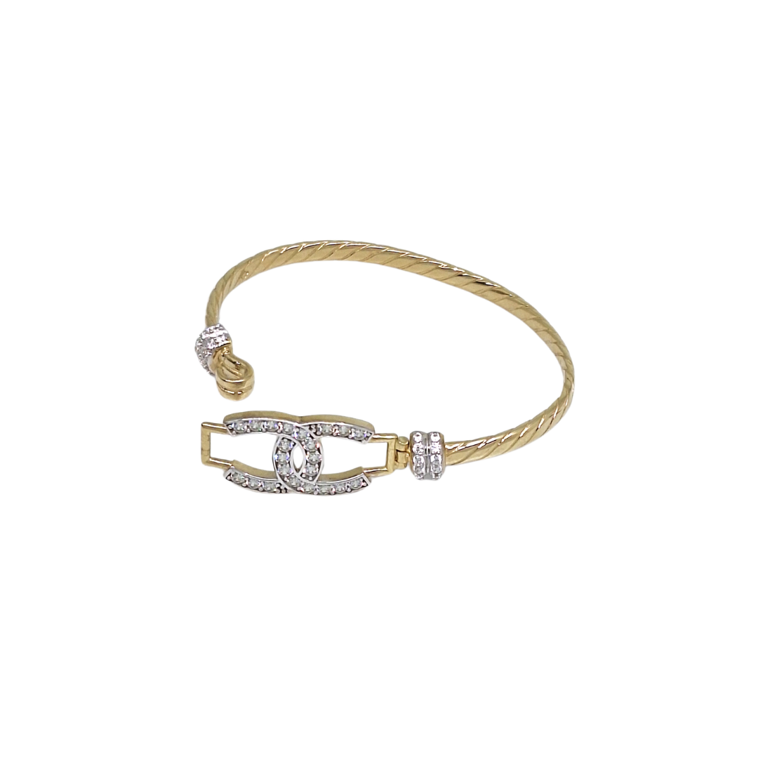 9ct Yellow Gold Baby CZ Hook CC Bangle