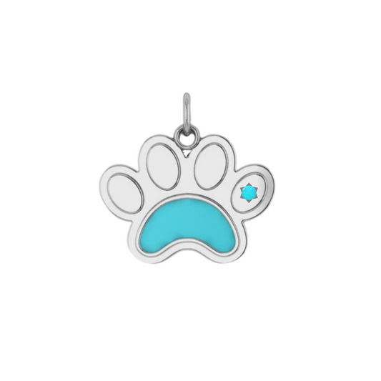 Ever-Paw Silver Blue Enamel & Gemstone Pendant (Small)