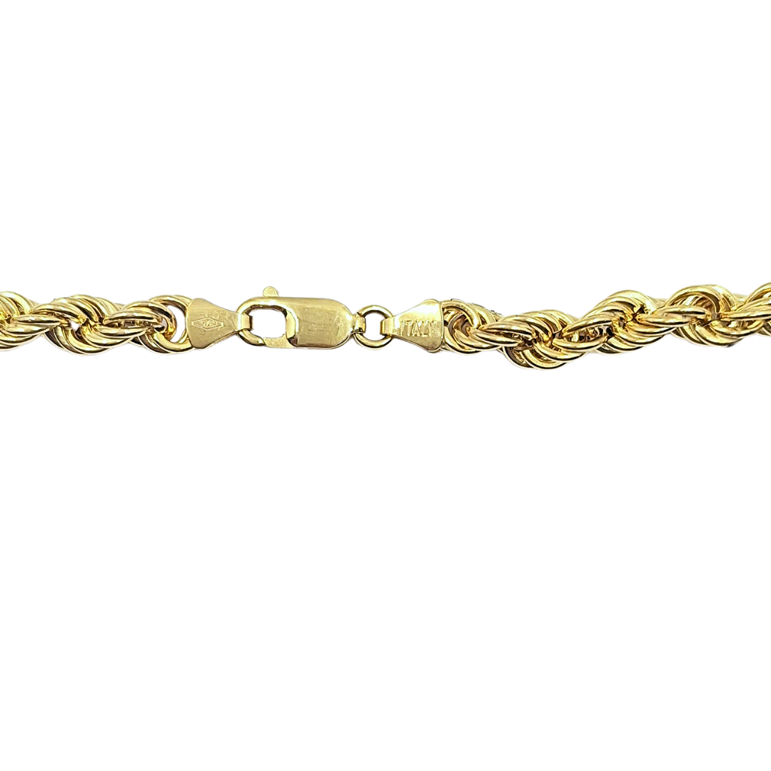 9ct Yellow Gold Hollow Rope Chain 22"