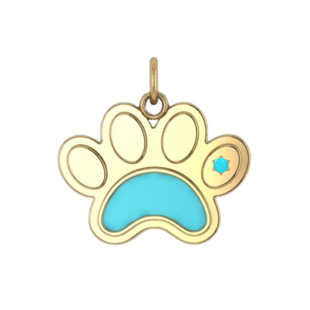 Ever-Paw 9ct Gold & Blue Enamel Pendant (Large)