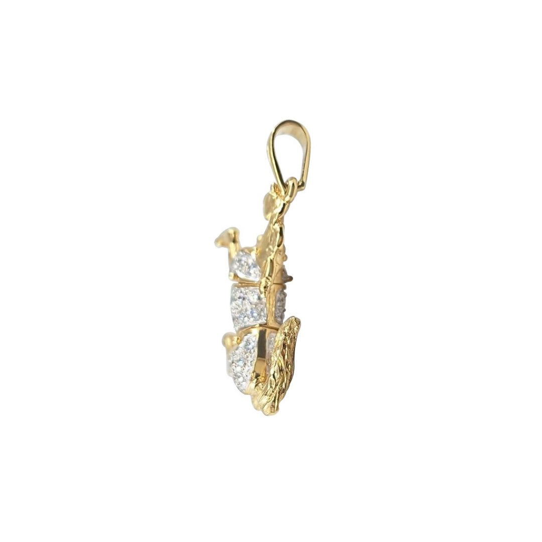 9ct Yellow Gold CZ Horse Pendant