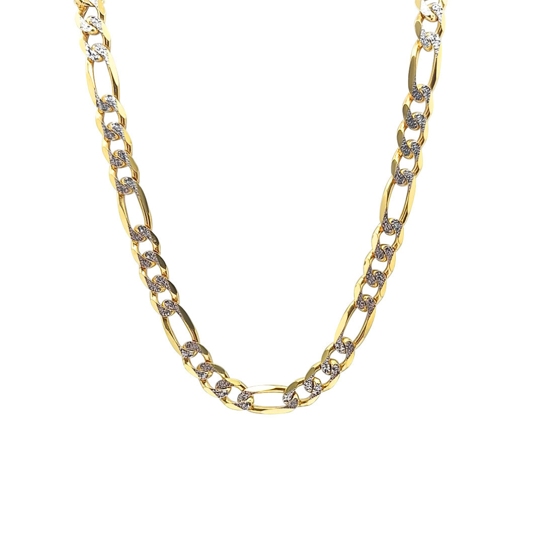 9ct Two Colour Gold Figaro Chain 24"