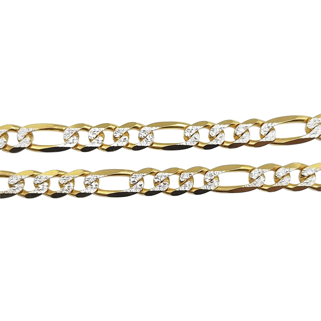 9ct Two Colour Gold Figaro Chain 24"