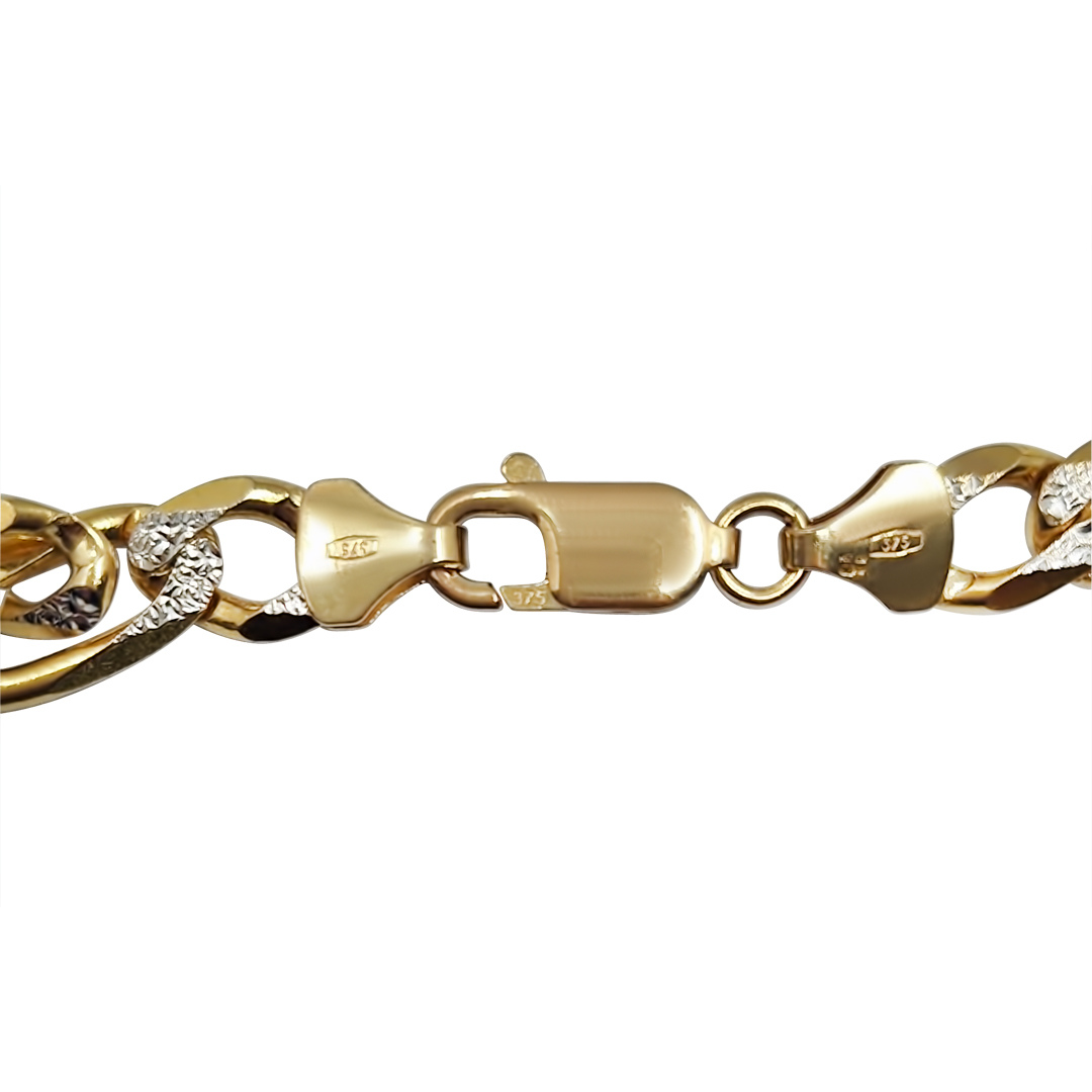 9ct Two Colour Gold Figaro Chain 24"