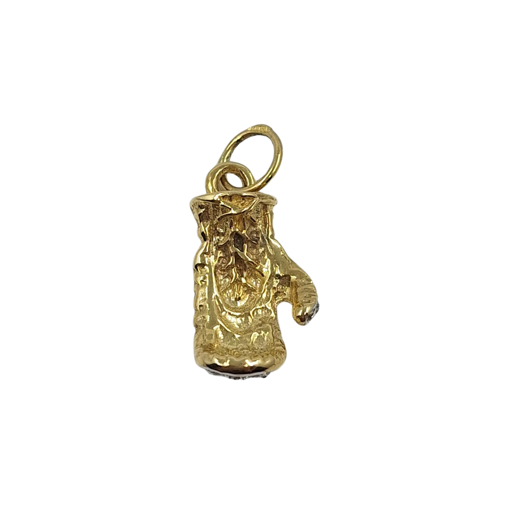 9ct Yellow Gold Cz Boxing Glove Pendant