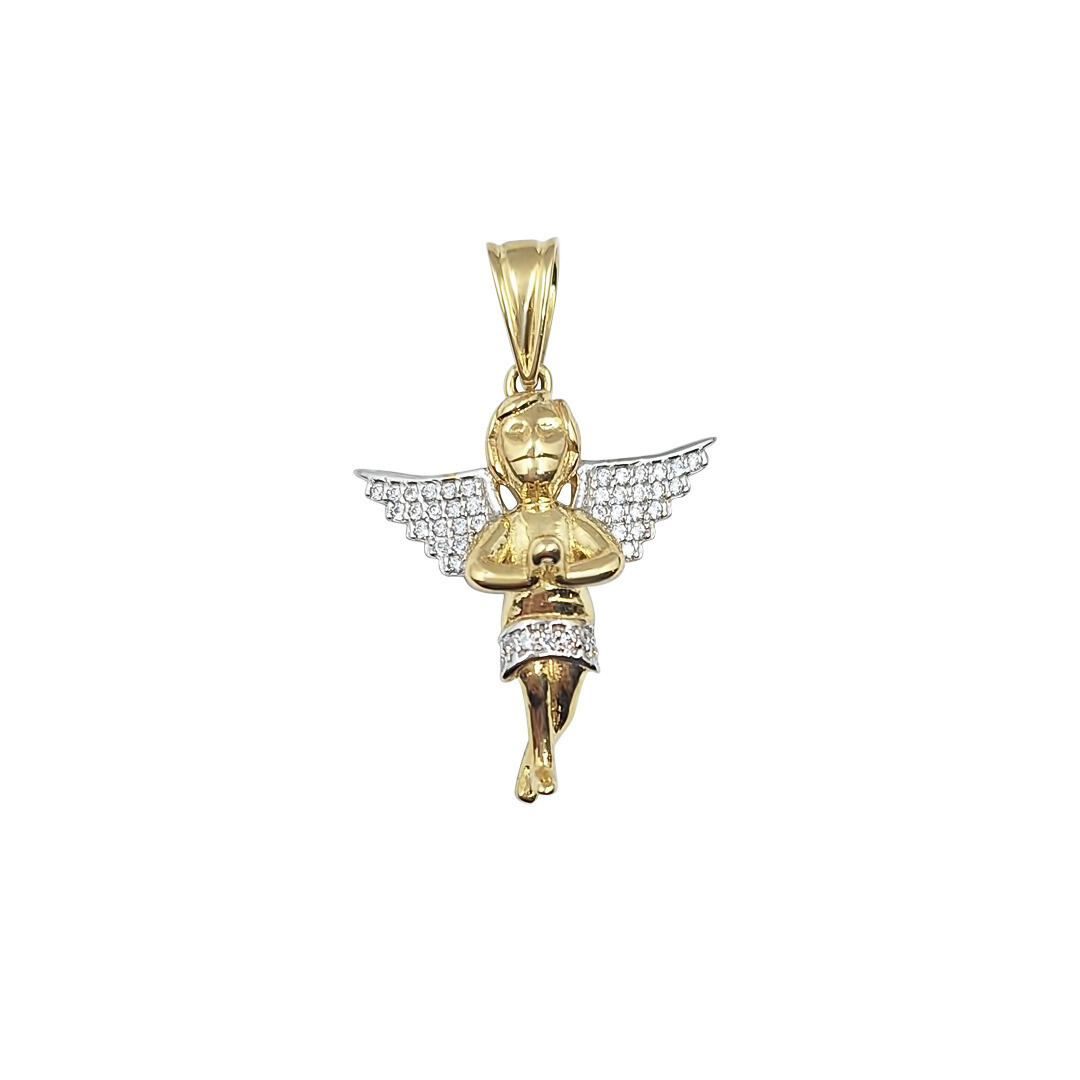 9ct Yellow Gold CZ Angle Pendant