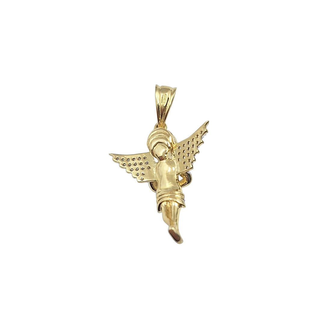 9ct Yellow Gold CZ Angle Pendant