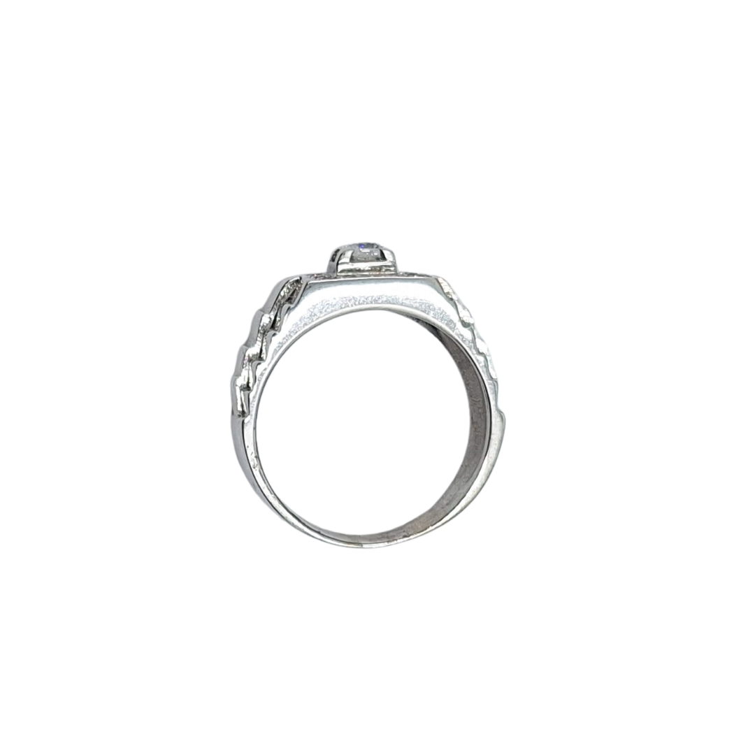 9ct White Gold CZ Rolex Style Ring
