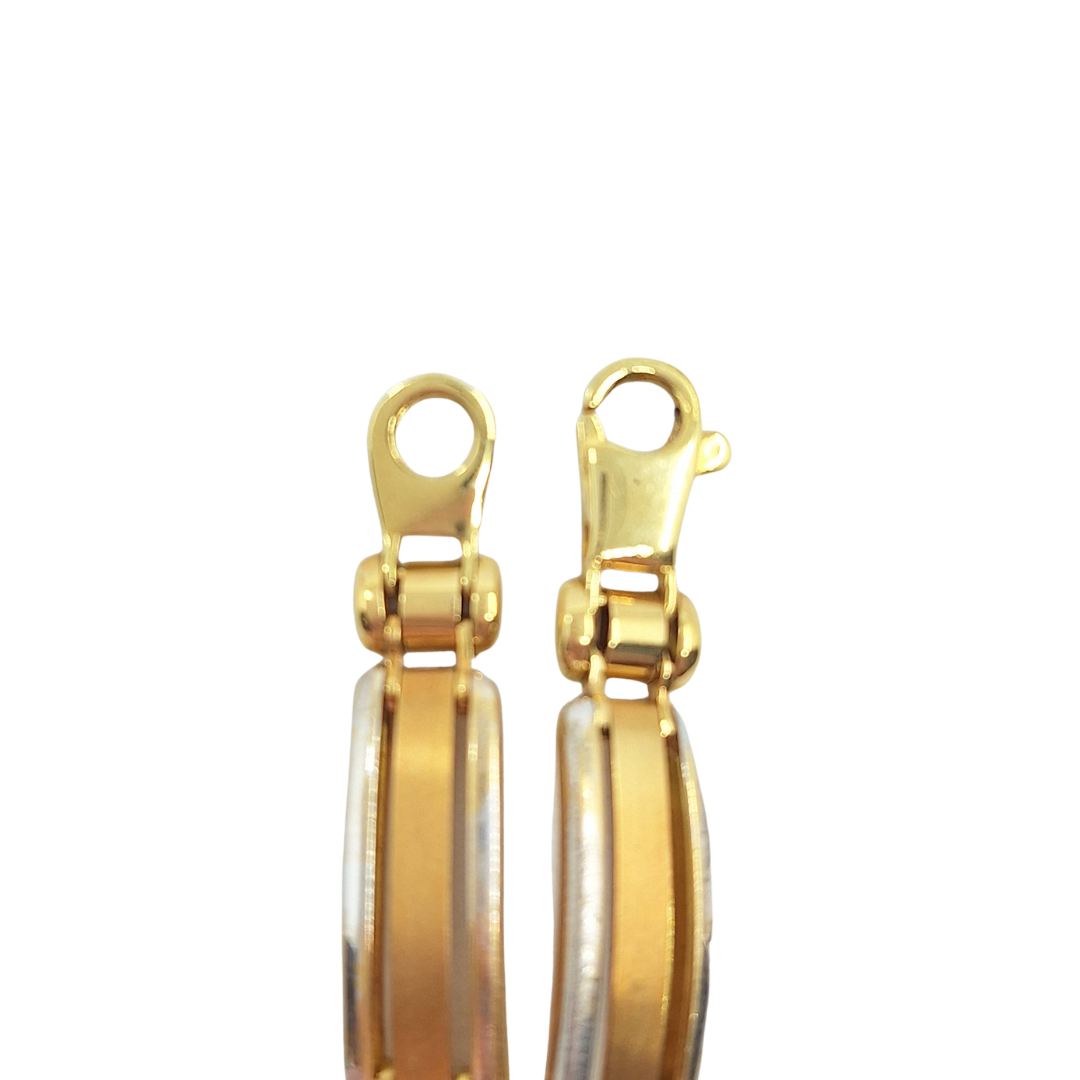 18ct Two Colour Gold Fancy Bar Bracelet 8"