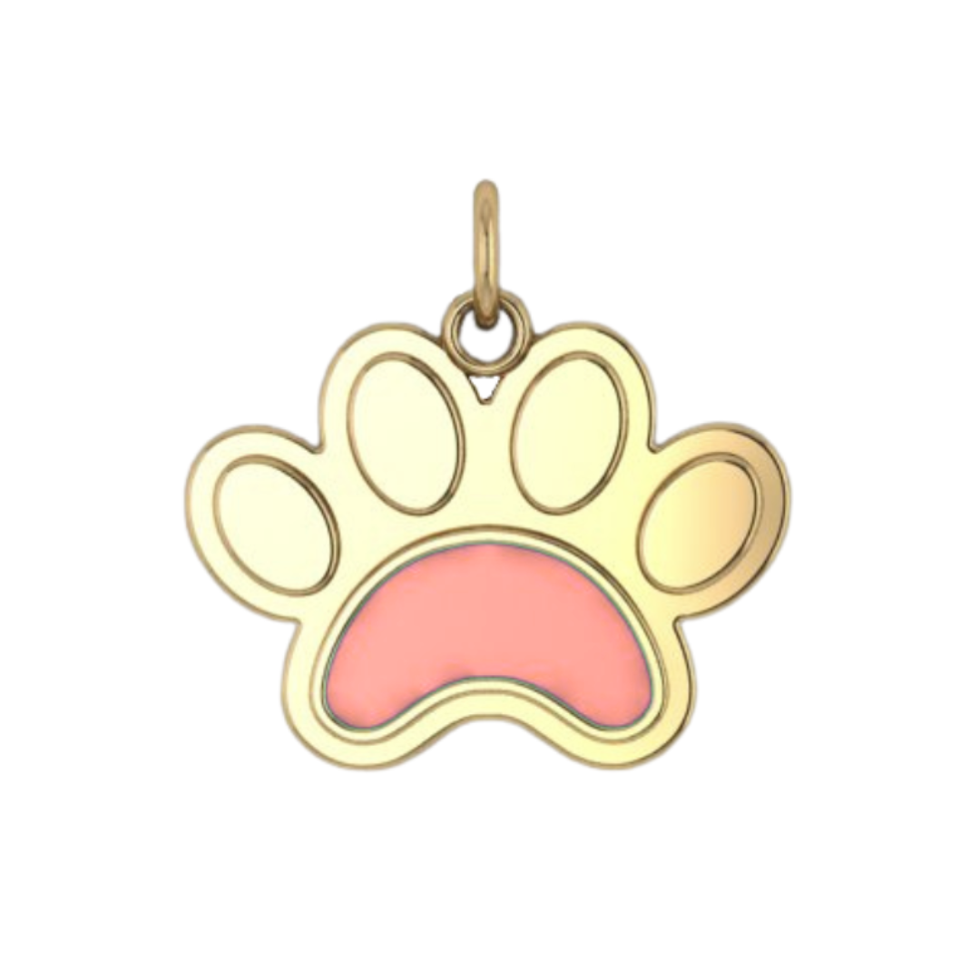Ever-Paw 9ct Gold Pink Enamel & Gemstone Pendant (Large)