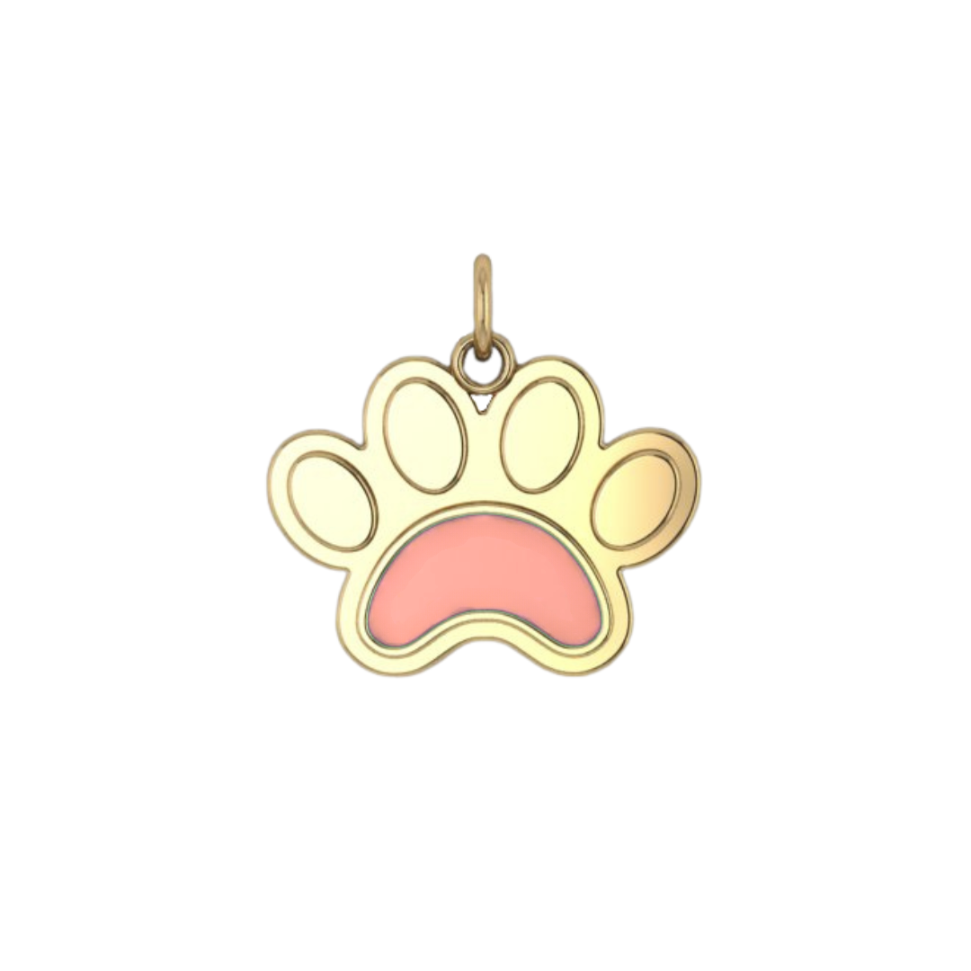 Ever-Paw 9ct Gold Pink Enamel & Pearl Pendant (Small)