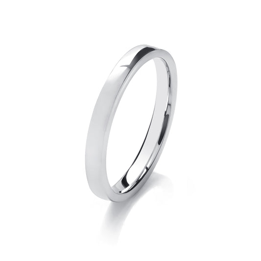 18ct White Gold 2.5mm Medium Weight Traditional Court Wedding Band