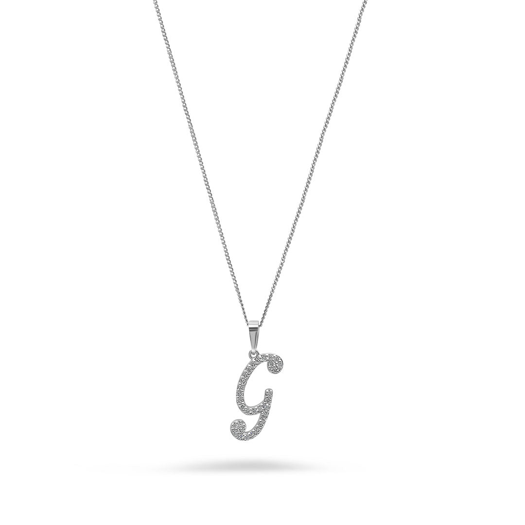 White Gold & Ethical Diamond Initial G Pendant