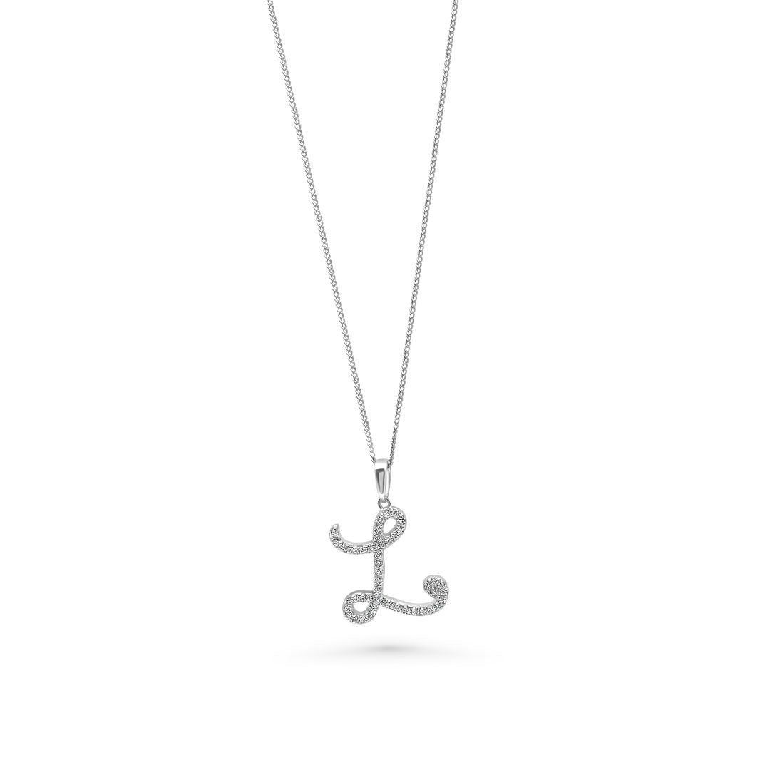 White Gold & Ethical Diamond Initial L Pendant