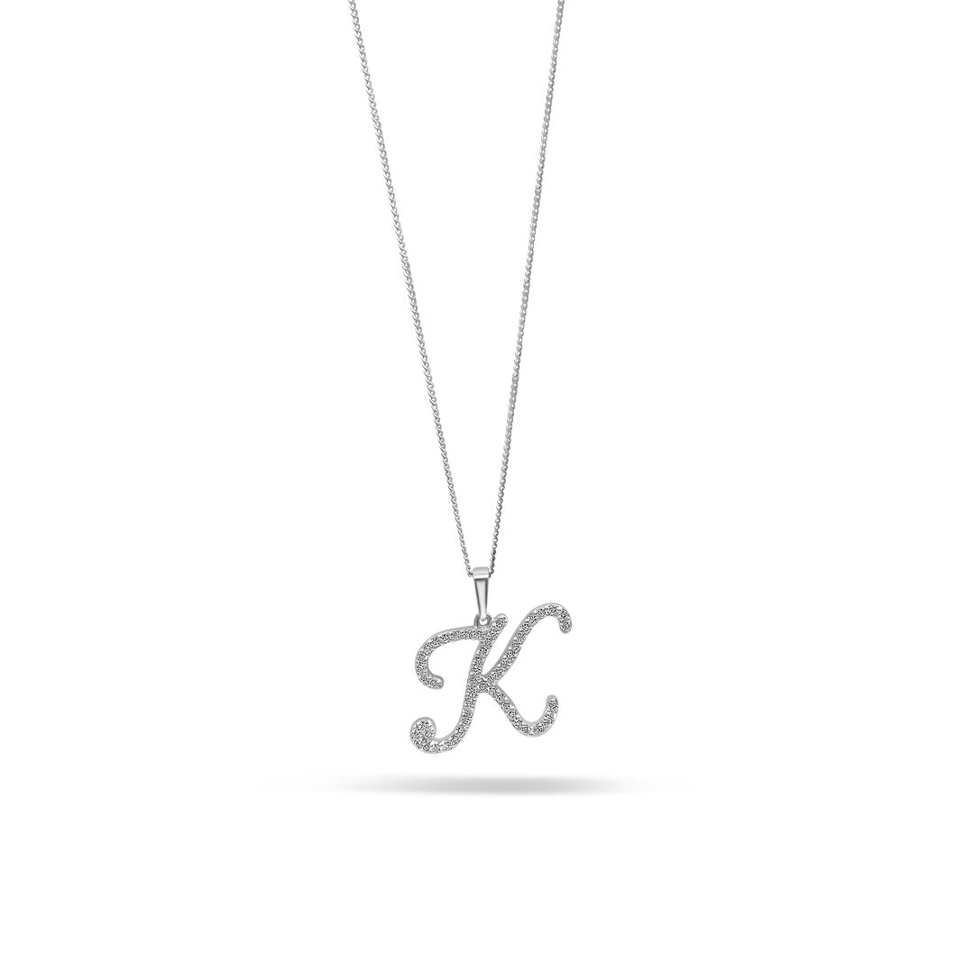 White Gold & Ethical Diamond Initial K Pendant