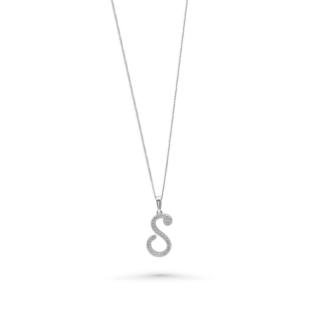 White Gold & Ethical Diamond Initial S Pendant
