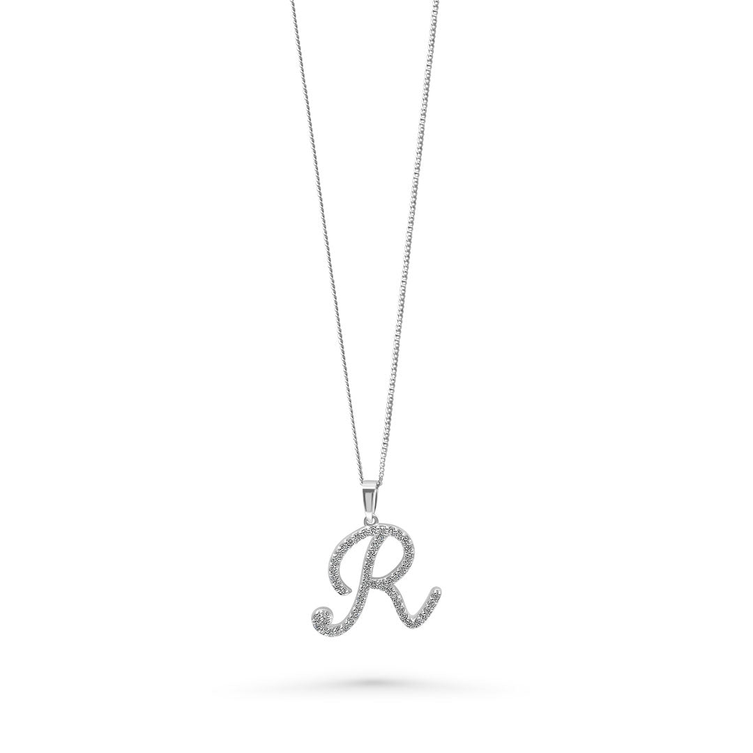 White Gold & Ethical Diamond Initial R Pendant