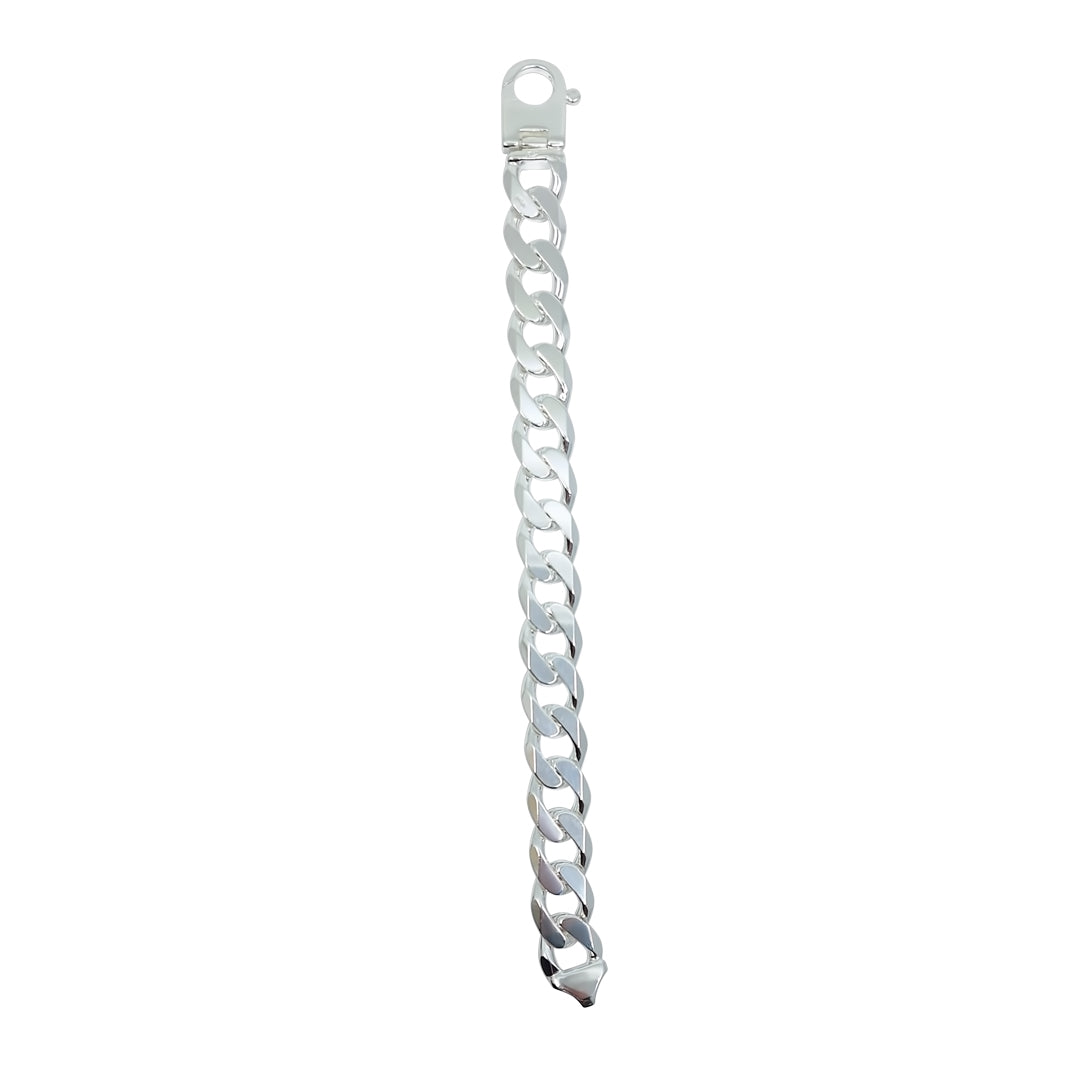 Silver Solid Curb Bracelet 9"