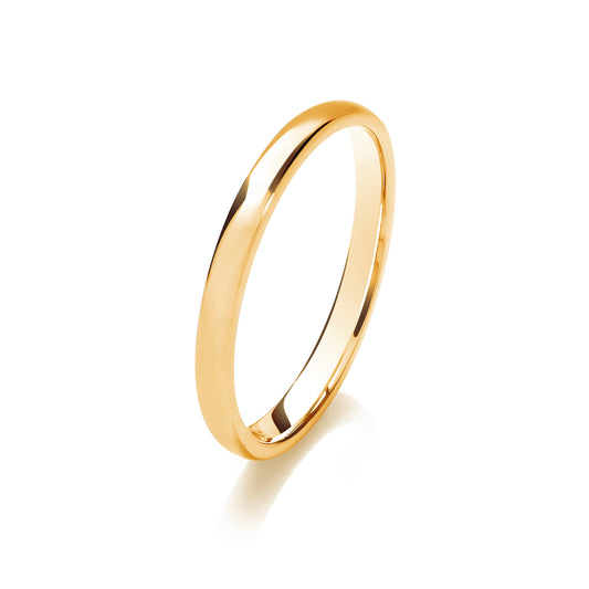 18ct Yellow Gold 2mm Medium Weight traditional Court Wedding Ring