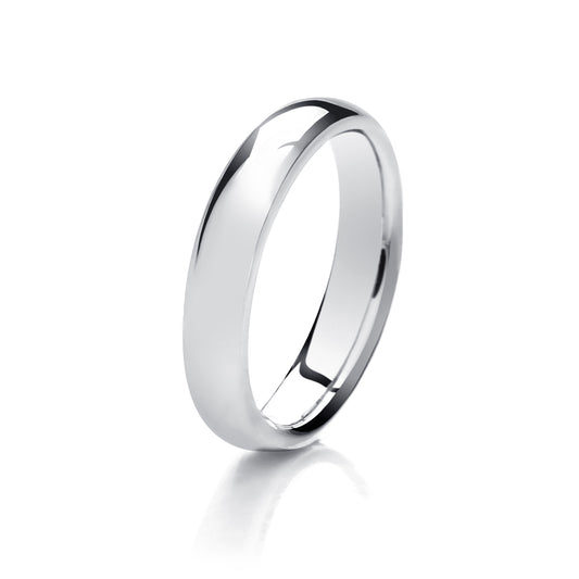 18ct White Gold 4mm Medium Weight Traditional Court Wedding Ring