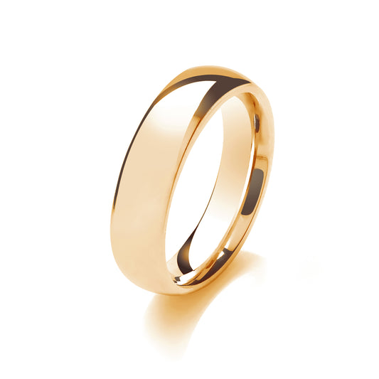 9ct Yellow Gold 6mm Light Weight Traditional Court Wedding Ring