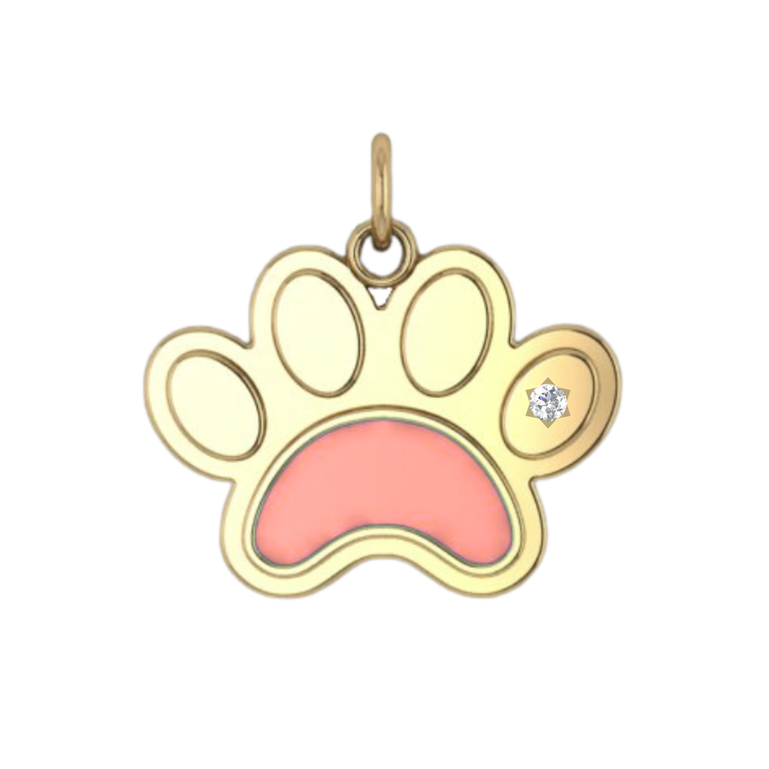 Ever-Paw 9ct Gold & Pink Enamel Pendant (Large)