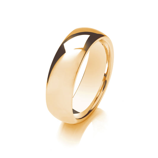 9ct Yellow Gold 7mm Light Weight Traditional Court Wedding Ring