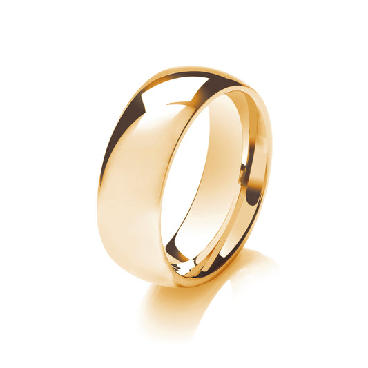 9ct Yellow Gold 8mm Light Weight Traditional Court Wedding Ring