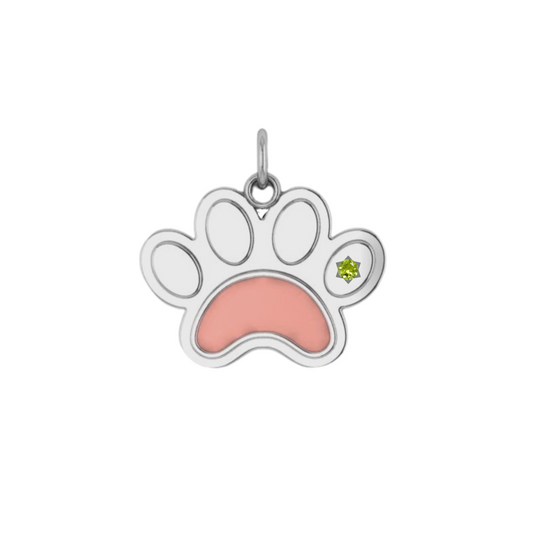Ever-Paw Silver Pink Enamel & Gemstone Pendant (Small)