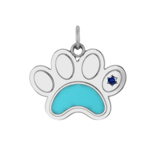 Ever-Paw Silver Blue Enamel & Gemstone Pendant (Large)
