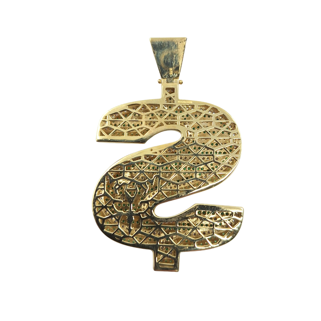 9ct Yellow Gold Green Cubic Zirconia Dollar Pendant