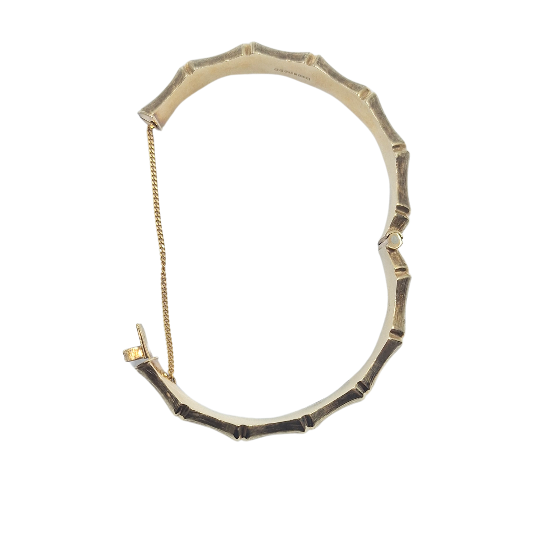 9ct Yellow Gold Bamboo Design Bangle