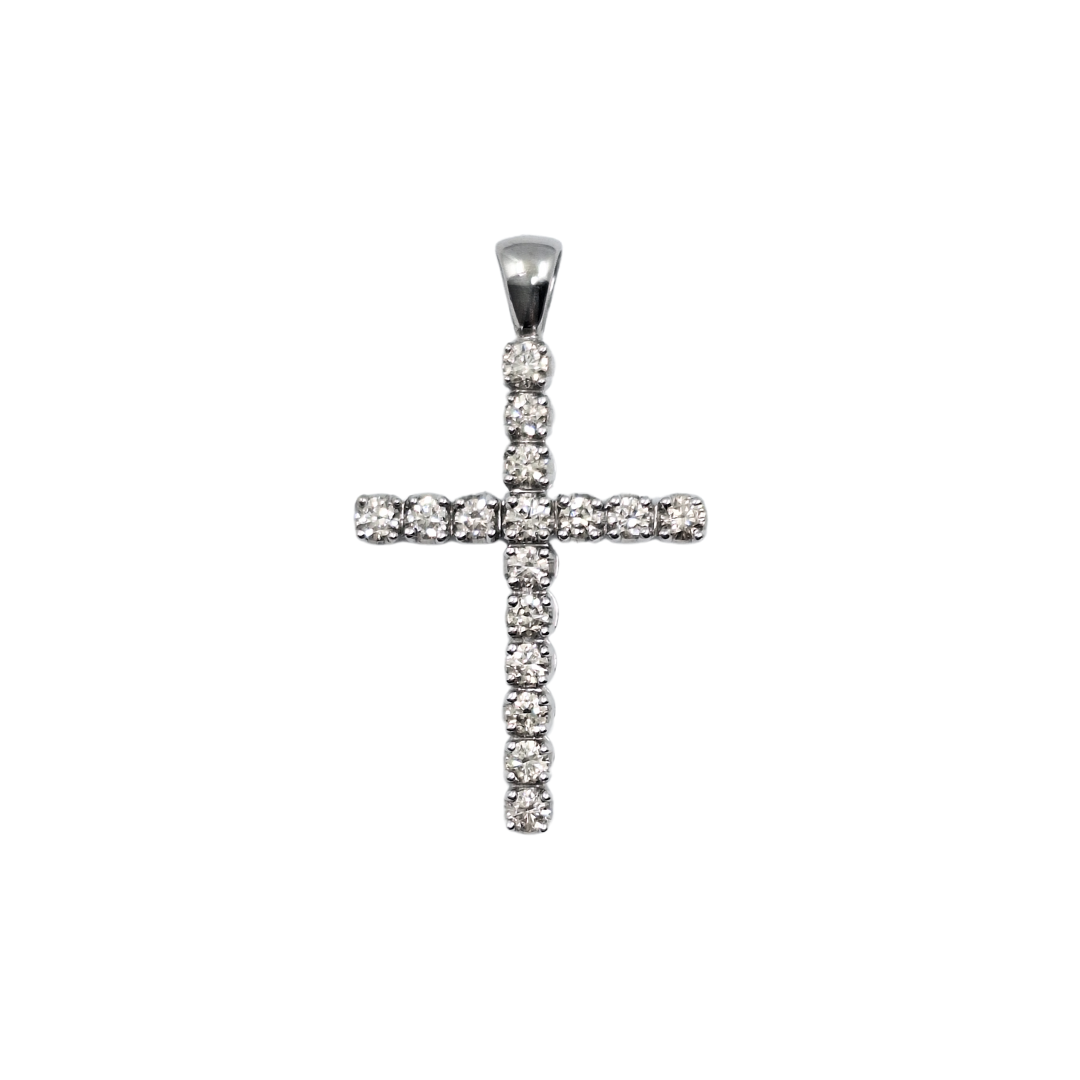 9ct White Gold Diamond Cross 1ct