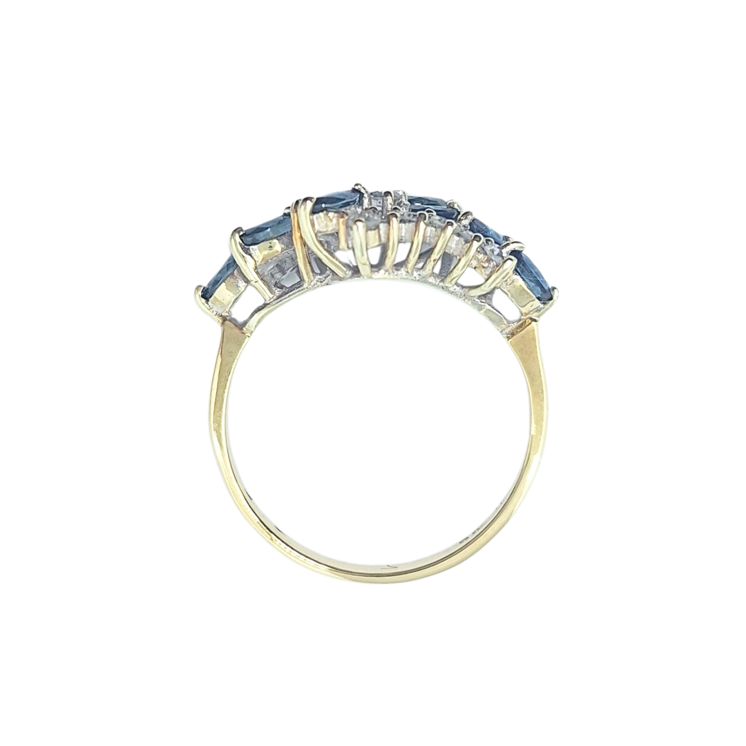9ct Yellow Gold Sapphire & Diamond Spray Cluster Ring