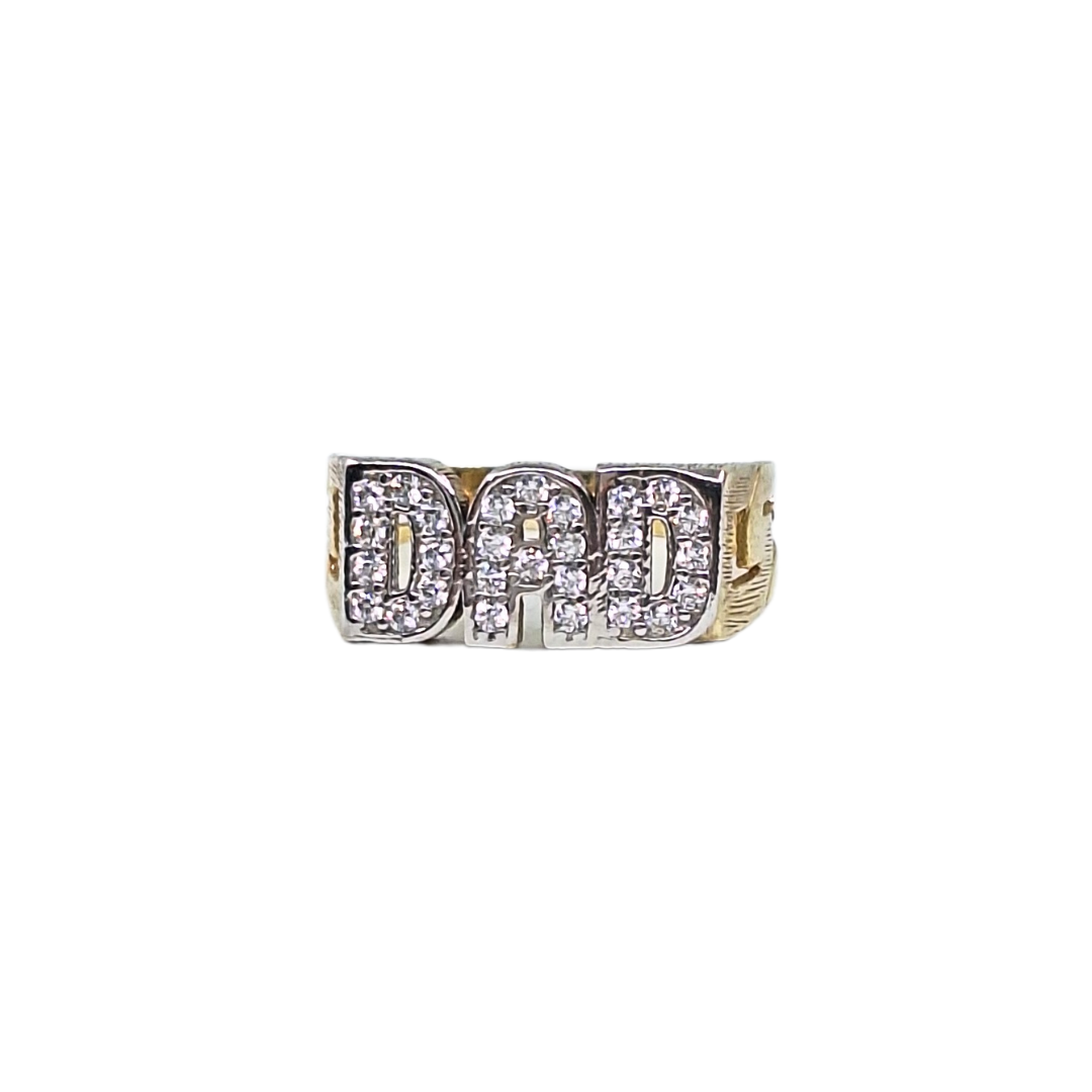 9ct Yellow Gold Cubic Zirconia Dad Ring