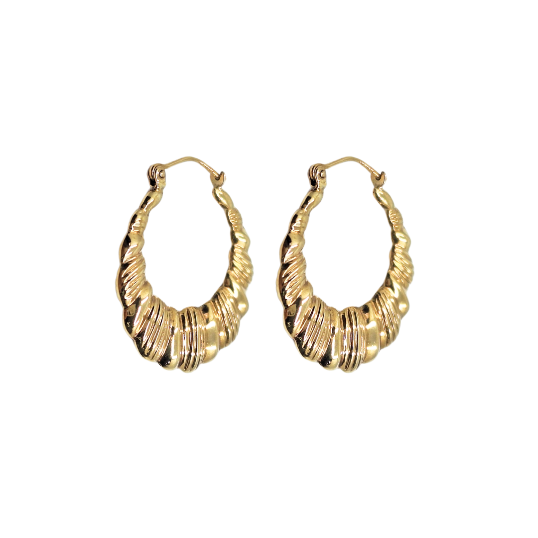 9ct Yellow Gold Lined Creole Earrings