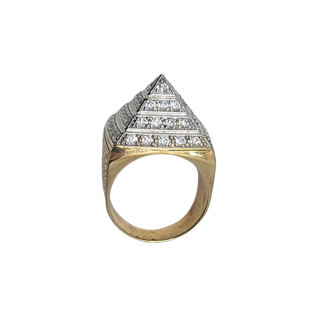 9ct Yellow Gold Cz Pyramid Ring