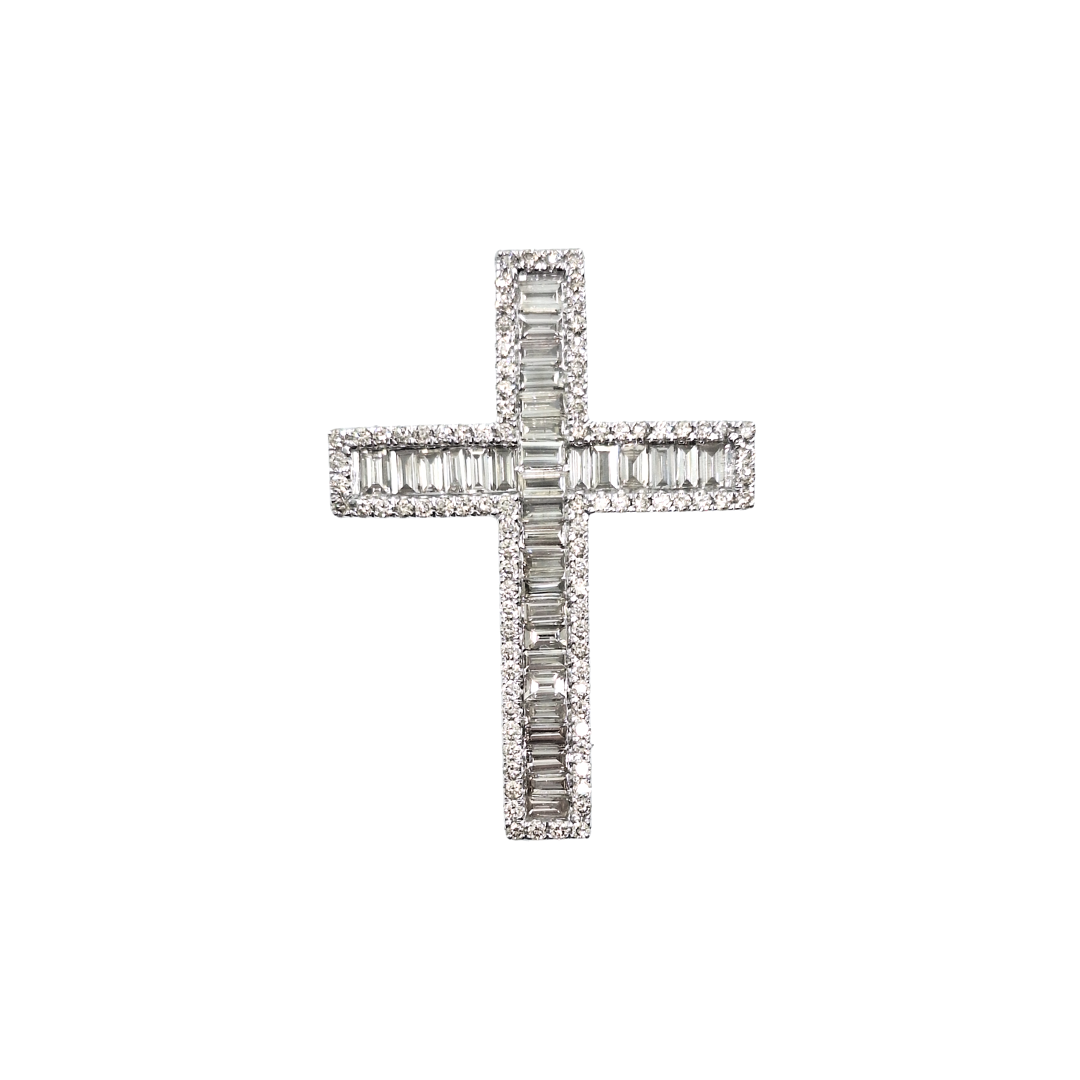 9ct White Gold Diamond Cross Pendant 3.63CT