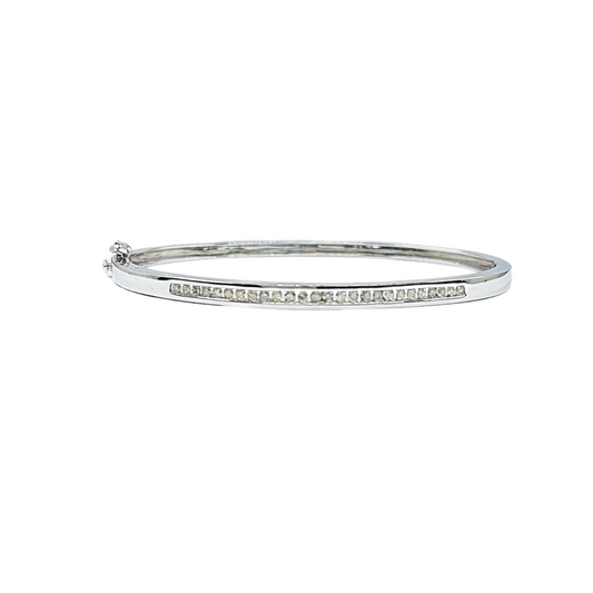9ct White Gold Diamond Bangle