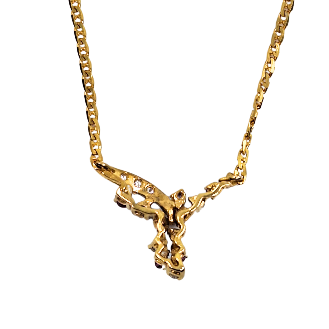 9ct Yellow Gold Ruby & Diamond Necklace 16"
