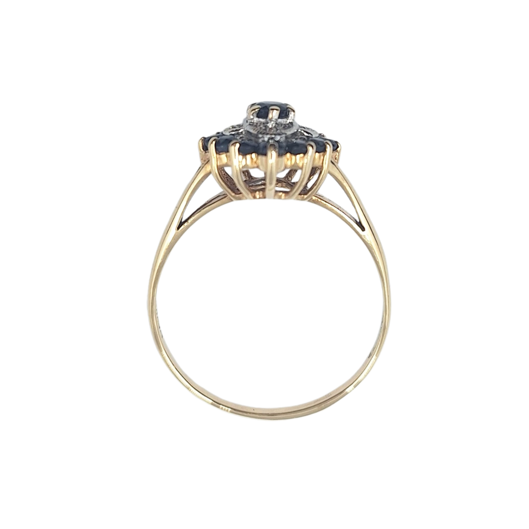 9ct Yellow Gold Sapphire & Diamond Cluster Ring