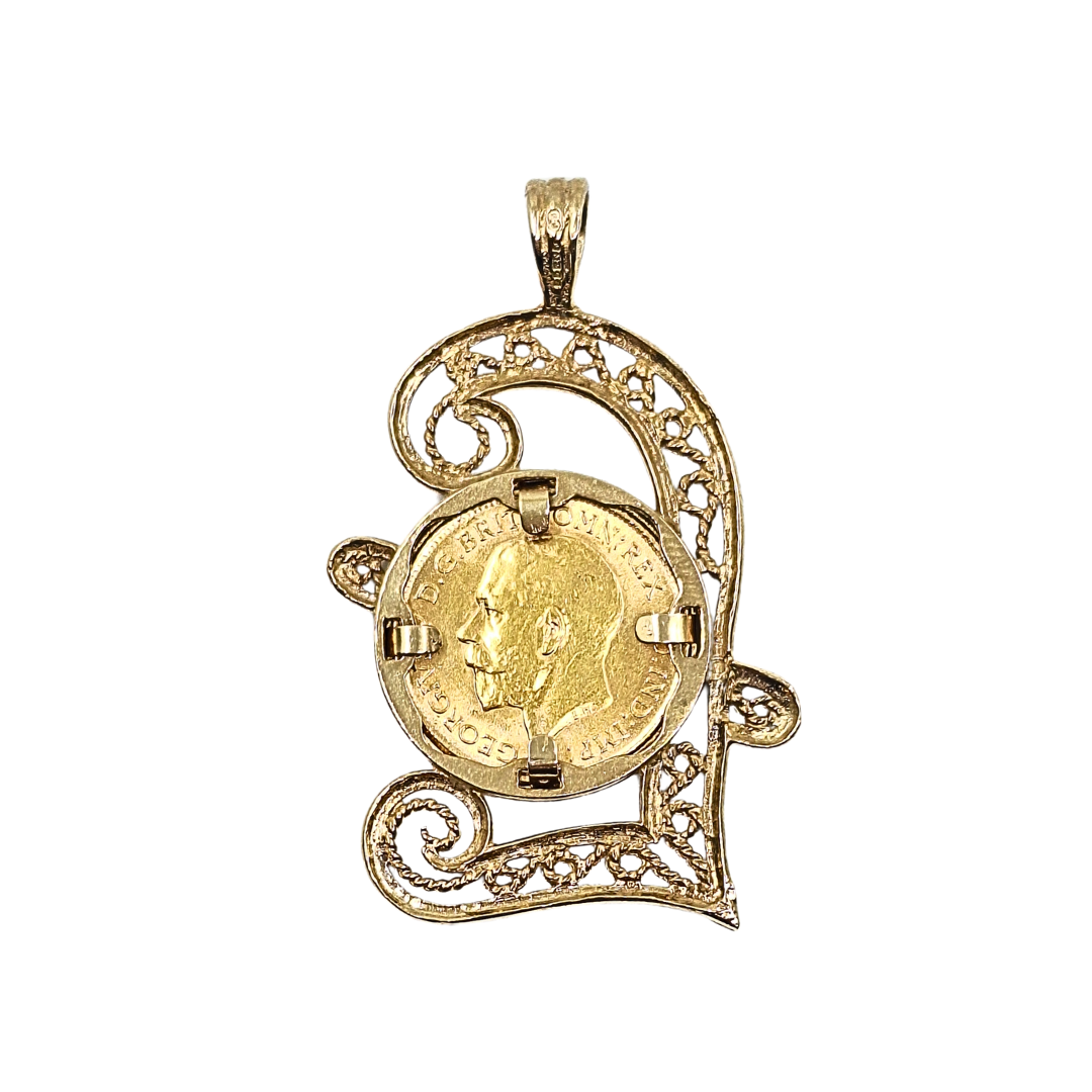 Half Sovereign Pound Pendant 1914