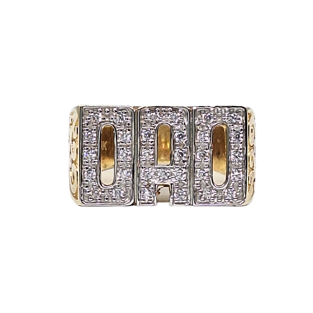 9ct Yellow Gold Cubic Zirconia Dad Ring