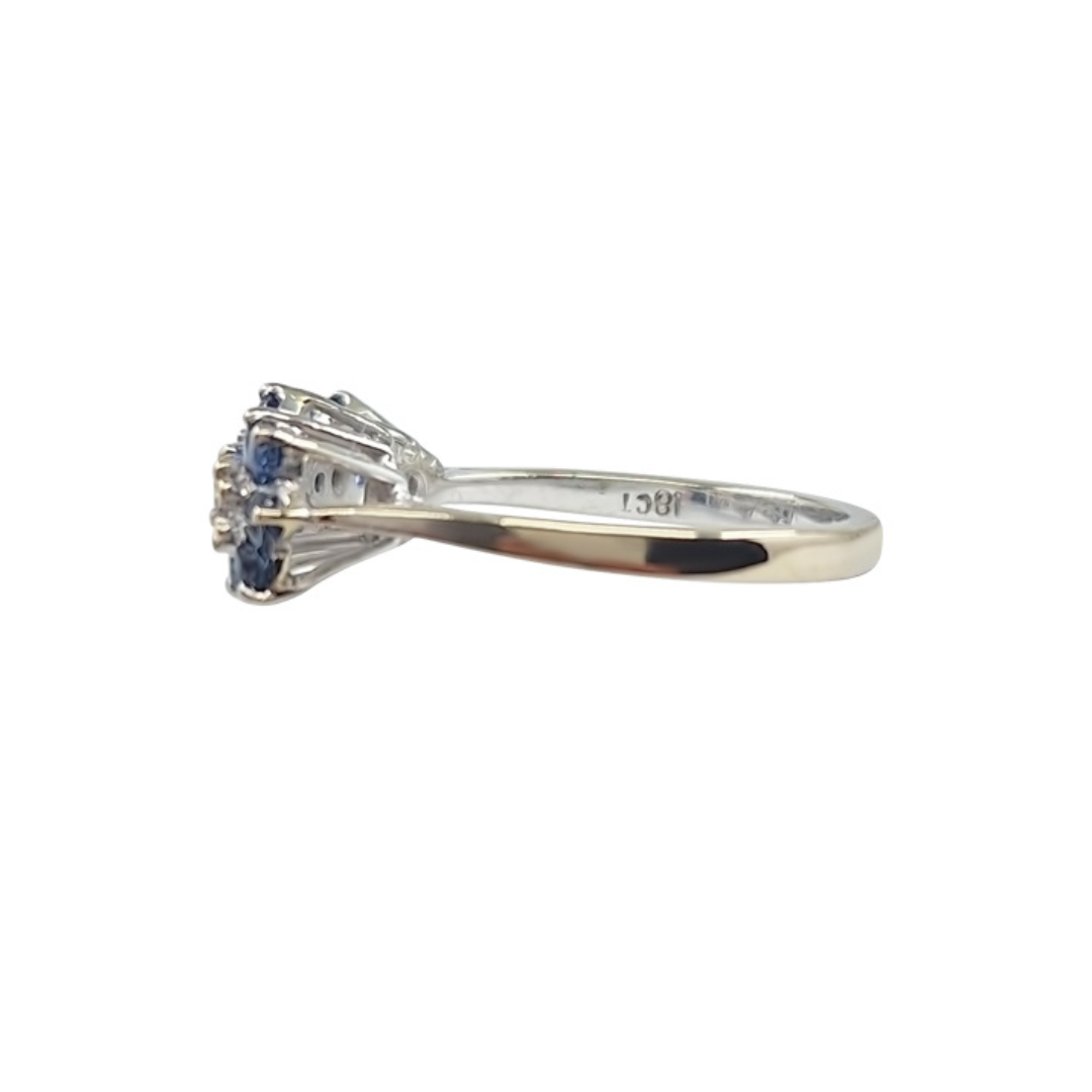 18ct White Gold Sapphire Flower Cluster Ring